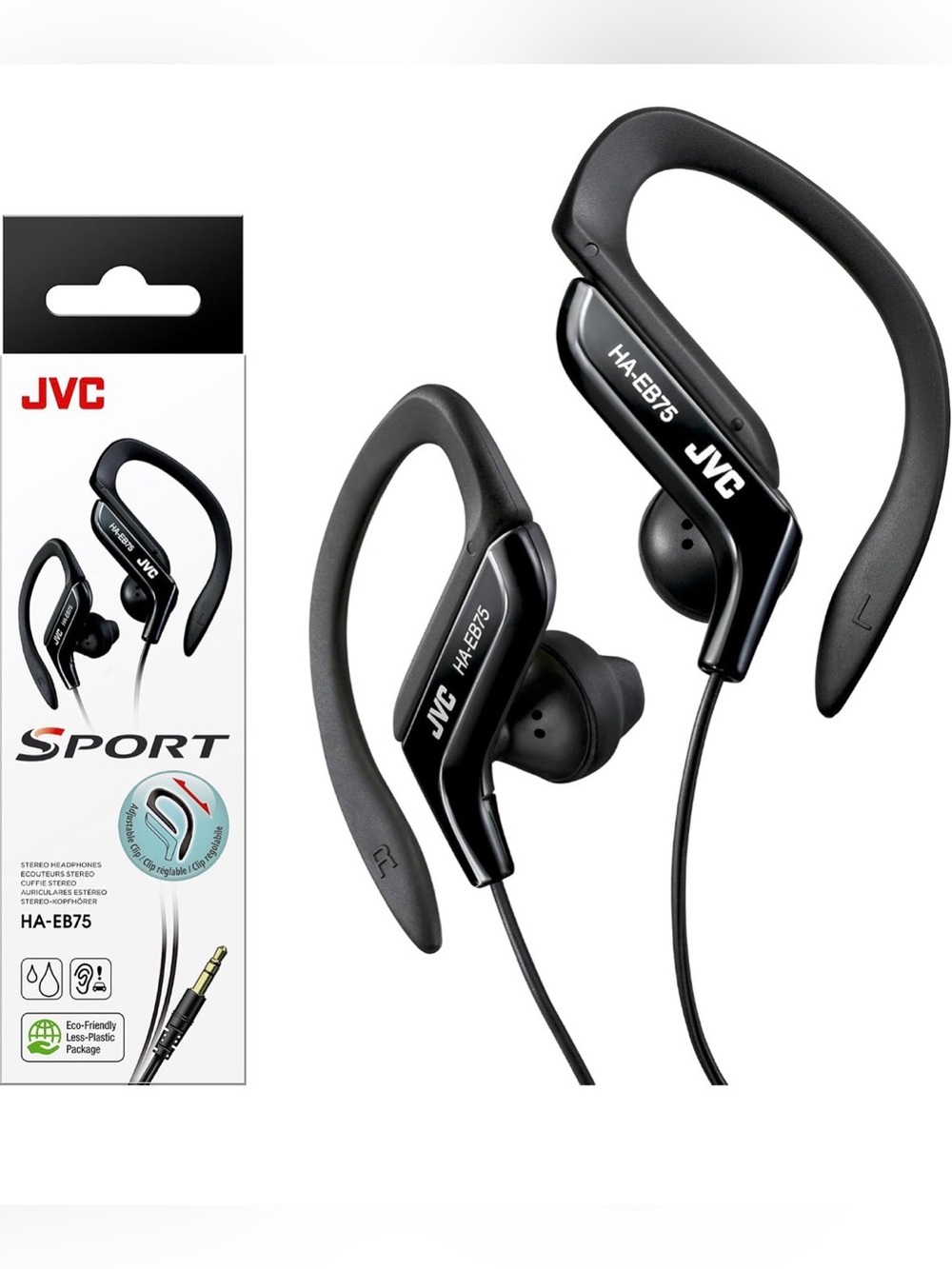 JVC HA-EB75 Sport Earhook Headphones - Black